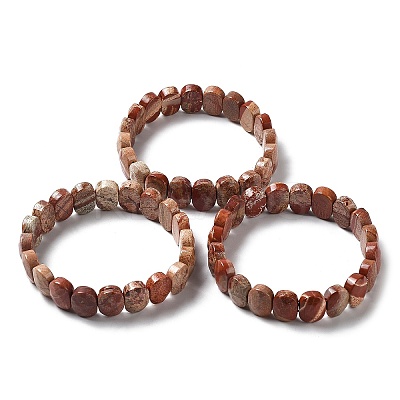 Natural Brecciated Jasper Beaded Stretch Bracelet G-E010-01-04-1