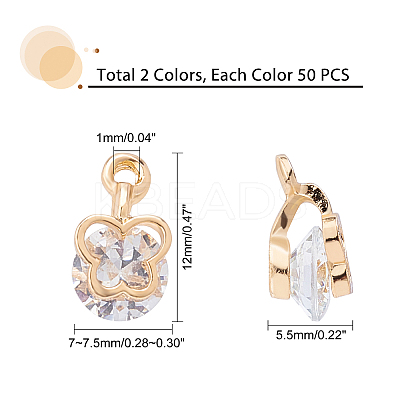 Alloy Clear Cubic Zirconia Charms ZIRC-PH0001-07-1