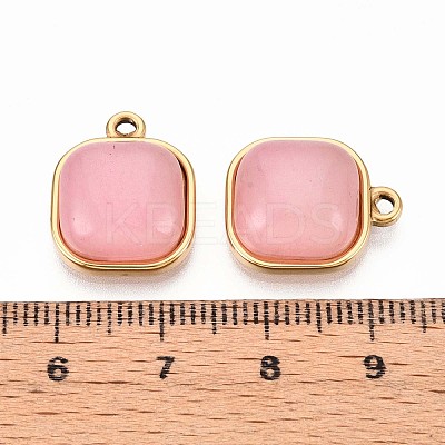 Natural Rose Quartz Square Pendants STAS-N109-211C-G-1