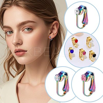 20Pcs Ion Plating(IP) 304 Stainless Steel Clip-on Earring Findings STAS-AR0002-53RC-1