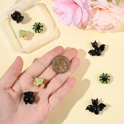 8Pcs 4 Styles Halloween Themed Handmade Lampwork Beads Sets LAMP-YW0001-64-1
