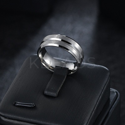 Grooved 201 Stainless Steel Finger Rings for Men WG2ADDA-14-1