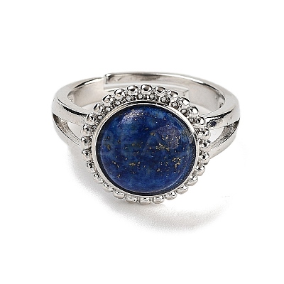 Natural Lapis Lazuli Round Adjustable Rings RJEW-K271-02P-04-1