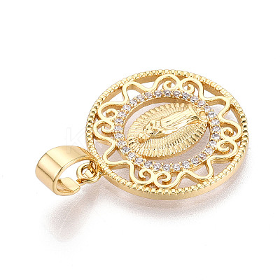 Brass Micro Pave Clear Cubic Zirconia Pendants KK-N268-53G-1