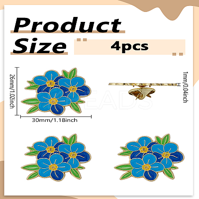 4Pcs Flower Theme Enamel Pins JEWB-LP0005-04-1