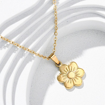 304 Stainless Steel Flower Pendant Necklaces NJEW-H059-30D-G-1