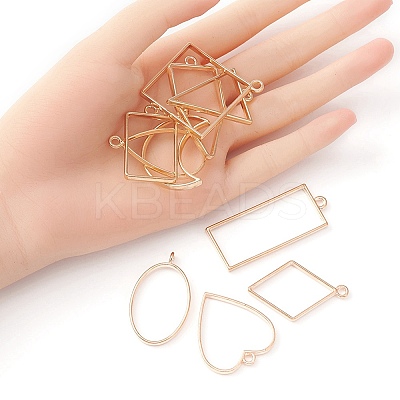 10Pcs Alloy Open Back Bezel Pendants PALLOY-YWC0002-02LG-1