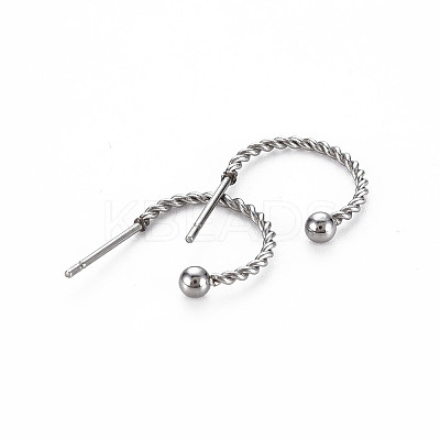 Non-Tarnish 304 Stainless Steel C-shape Stud Earrings LS-EJEW-N016-013-NR-1