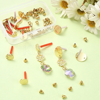 4Pcs Iron Stud Earring with 4Pcs Alloy Stud Earring Finding with 2Pcs Iron Stud Earring Findings with 2Pcs Alloy Stud Earring Finding with 50Pcs Iron Ear Nuts FIND-YW0005-48-1