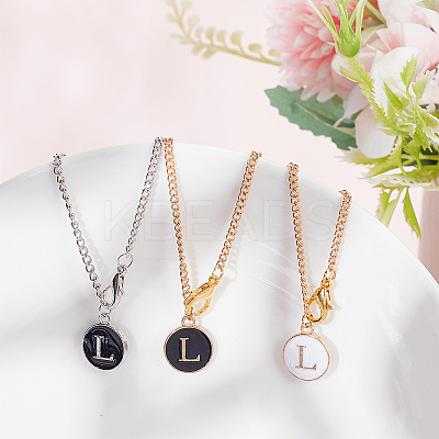 Flat Round with Letter Alloy Enamel Wine Glass Charms AJEW-AB00184-12-1