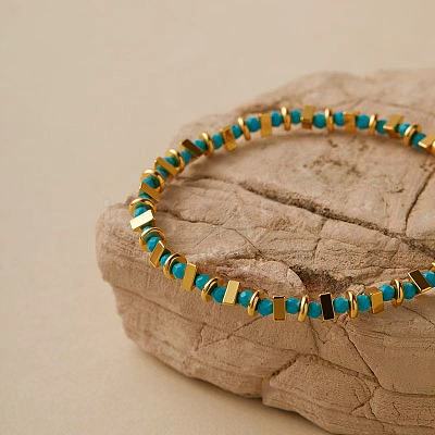 Synthetic Turquoise & Brass Beaded Bracelets for Women XC1263-1