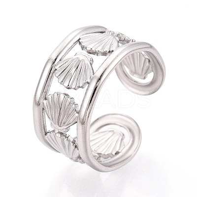 304 Stainless Steel Cuff Rings for Women RJEW-N052-06P-1