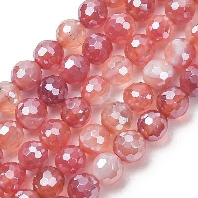 Electroplated Natural Agate Beads Strands G-B191-A07-6mm-15-1