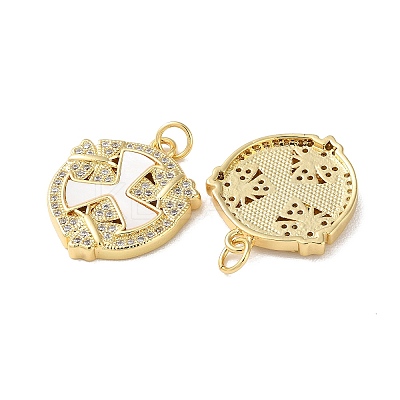 Brass Micro Pave Clear Cubic Zirconia Pendants KK-B083-17G-05-1