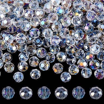 200Pcs Transparent Electropalte Glass Beads GLAA-SP0001-33-1