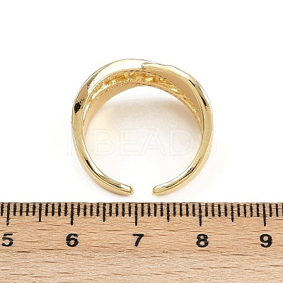 Brass Micro Pave Cubic Zirconia Cuff Rings RJEW-D326-10G-1