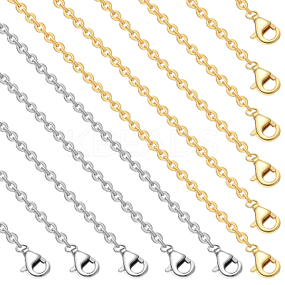 20Pcs 2 Colors Ion Plating(IP) 304 Stainless Steel Cable Chain Necklaces Set MAK-BBC0001-11C-1