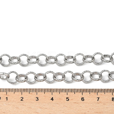 304 Stainless Steel Textured Rolo Chain Necklaces for Women NJEW-U050-01P-1