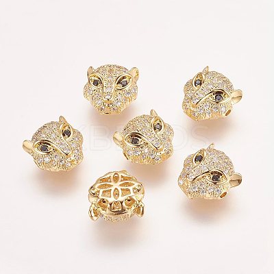 Brass Micro Pave Cubic Zirconia Leopard Beads LS-ZIRC-L007-41G-1