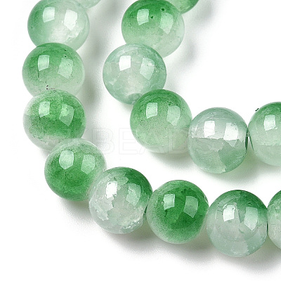 Crackle Baking Paint Imitation Jade Glass Beads Strands LS-DGLA-T003-6mm-07-1