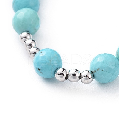 Synthetic Turquoise Stretch Charm Bracelets BJEW-JB04692-03-1