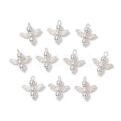10Pcs Electroplated Synthetic Non-magnetic Hematite Beaded Angel Charms PALLOY-JF03636-01-1