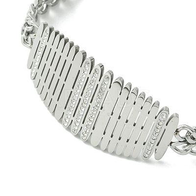 Cubic Zirconia Oval Link Bracelet with 304 Stainless Steel Chains BJEW-Q775-02P-1