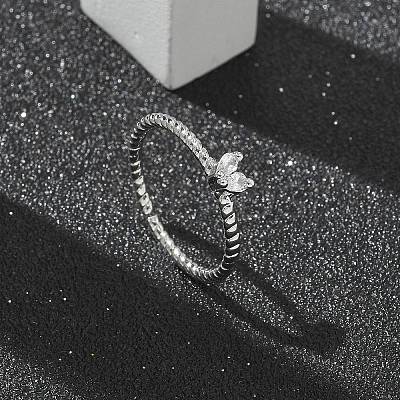 Heart Clear Cubic Zirconia Cuff Rings RJEW-G337-14P-1