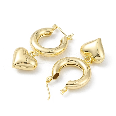 Brass Heart Dangle Hoop Earrings for Women EJEW-G347-01G-1