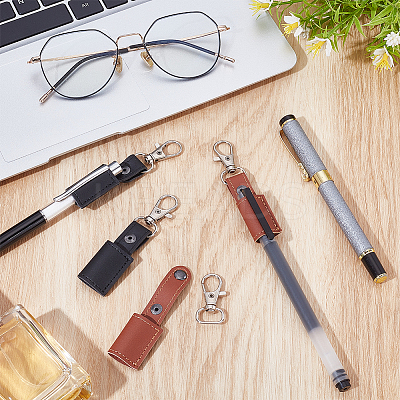 4Pcs 2 Colors Imitation Leather Pen Sleeve Pouch Pendant Decorations for Men Women KEYC-GA0001-48-1
