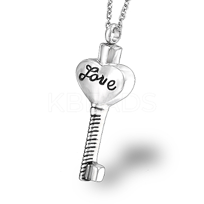 Non-Tarnish 304 Stainless Steel Heart Key Pendant Necklaces SX1430-1-1