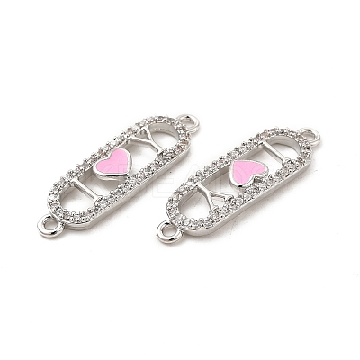 Brass Micro Pave Clear Cubic Zirconia Connector Charms KK-E068-VB403-1-1