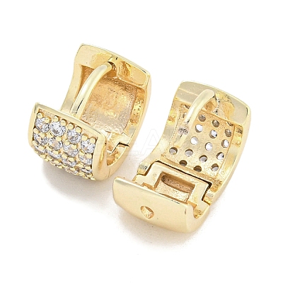 Brass Micro Pave Clear Cubic Zirconia Hoop Earrings for Women EJEW-S228-10G-1