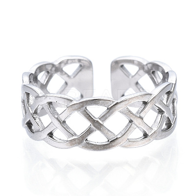 Non-Tarnish 304 Stainless Steel Wire Wrap Open Cuff Ring RJEW-N040-35-1