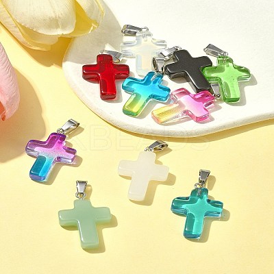 10Pcs 10 Colors Glass Pendant GLAA-FS0001-83-1