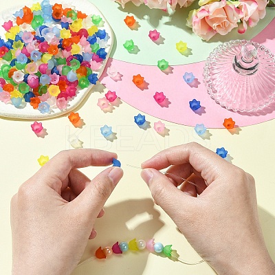 200Pcs 8 Colors Transparent Acrylic Bead Caps TACR-YW0002-20-1