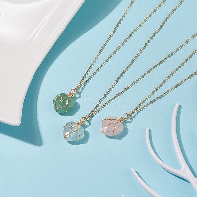 Gemstone Heart Pendant Necklaces NJEW-JN03896-1
