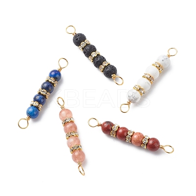 Natural Mixed Gemstone Connector Charms PALLOY-JF01891-1