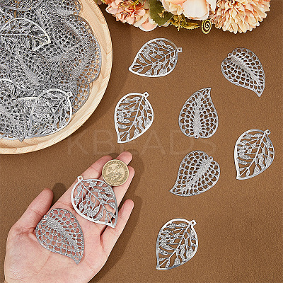 60Pcs 2 Styles Iron Leaf Ornaments AJEW-GF0012-11B-1