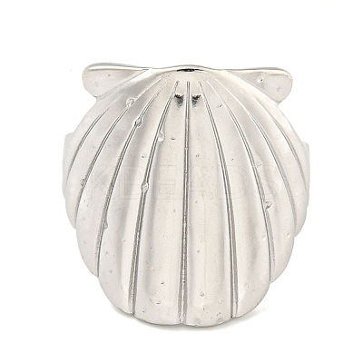 Shell Shape 304 Stainless Steel Open Cuff Finger Rings for Women RJEW-P114-02P-1