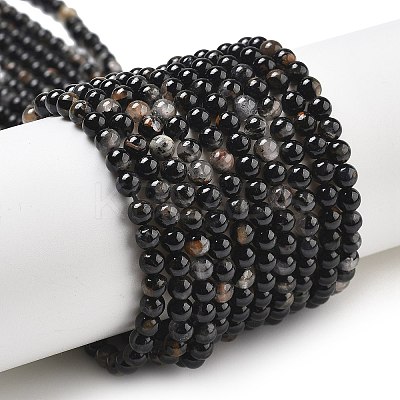 Natural Black Tourmaline Beads Strands X-G-Q031-A01-4mm-1