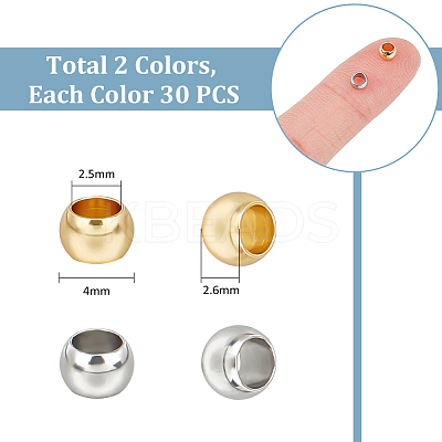 60Pcs 2 Colors Ion Plating(IP) 201 Stainless Steel Beads STAS-UN0055-57-1