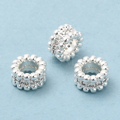 Rack Plating Brass Cubic Zirconia European Beads KK-R147-05S-1