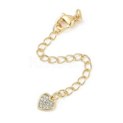 Brass Micro Pave Cubic Zirconia Ends with Chains KK-U043-03G-1