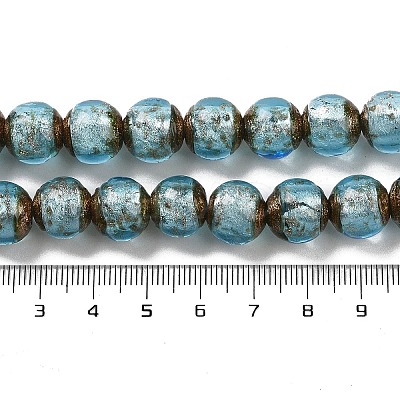 Handmade Gold Sand Lampwork Beads Strands LAMP-P062-01E-1
