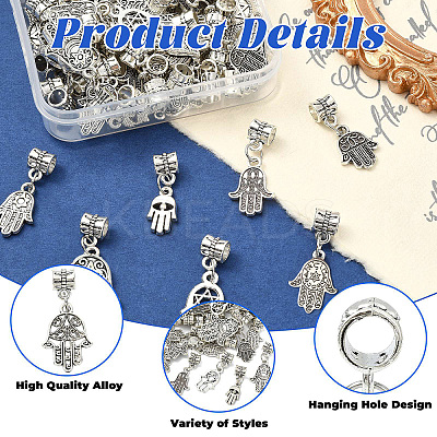 60Pcs 10 Colors Alloy European Dangle Charms PALLOY-CJ00187-1