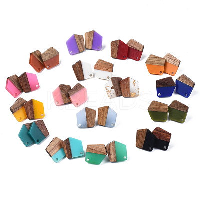 Resin & Walnut Wood Stud Earring Findings MAK-N032-022A-1