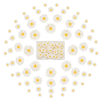 100Pcs 4 Styles Flatback Hair & Costume Accessories Ornaments Resin Flower Daisy Cabochons CRES-NB0001-37B-1