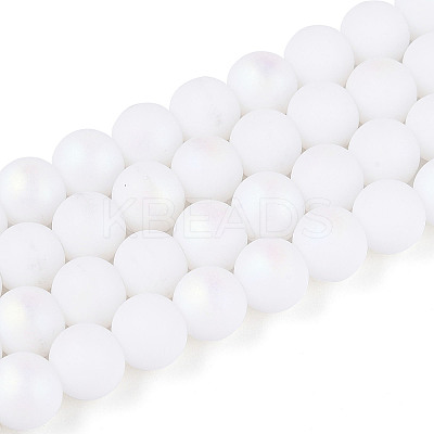 Frosted Opaque Glass Beads Strands GLAA-T032-P8mm-MBB02-1