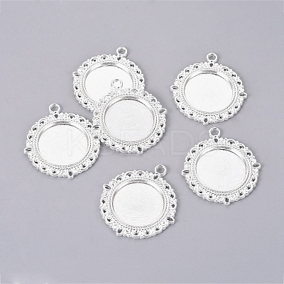 Tibetan Style Alloy Pendant Cabochon Settings TIBE-T003-08S-RS-1